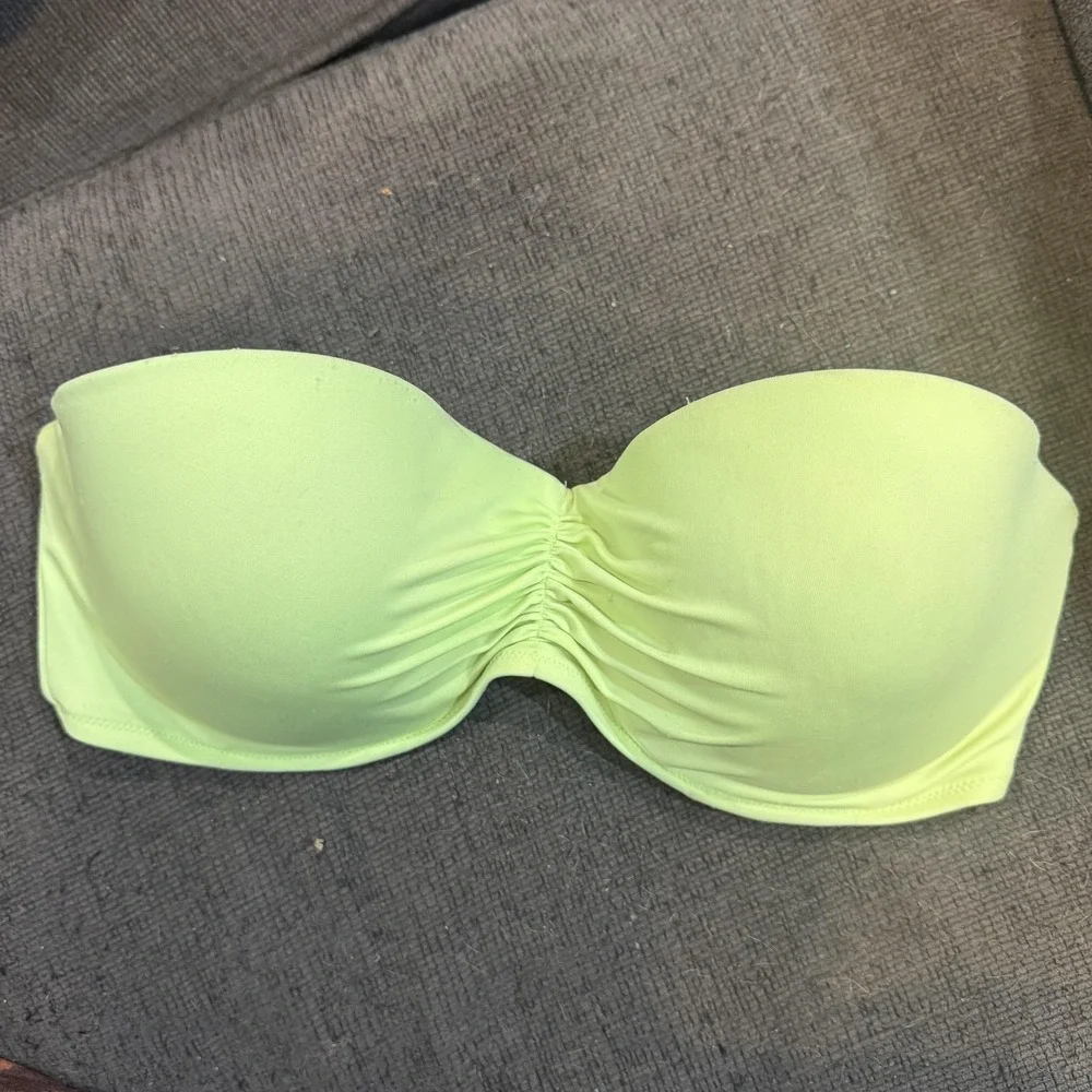 Victoria's Secret Bra Womens‎ 34DD Green Strapless Bandeau Padded Underwire Neon
